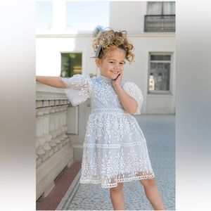 Mini Sicily Dress With Flutter Sleeves In Frost Blue 2T